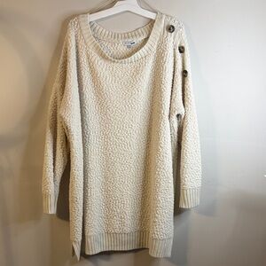 Fashion Nova Cream Textured Button Sweater size 3X #270